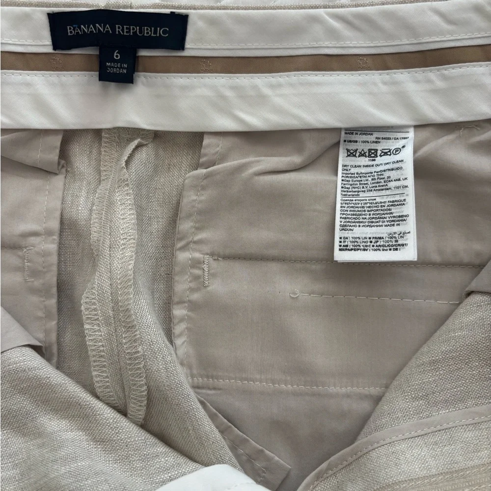 Banana Republic Beige Palma WideLeg 100% Linen Pants Size 6